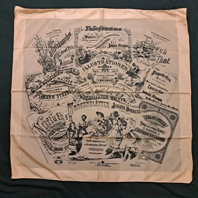 Vintage Vienna Scarf Johann Strauss “Concordia” Sheet Music Print Peach 68cm - Image 1 of 4