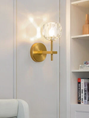 Indoor 6W Wall Mounted Lamp Fixture G9 LED Bulb Crystal Bedside Light Bedroom - Image 1 of 4