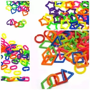100 pcs Mix colors plastic charm chain link 10 x 16 mm heart star assorted shape - Picture 1 of 14