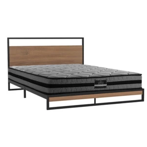 Artiss Metal Bed Frame Queen Size Mattress Platform Black DANE with Mattress - Picture 1 of 7