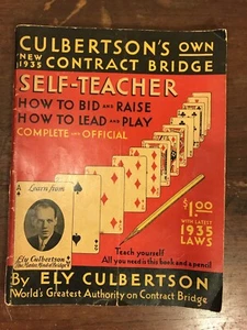 Ely Culbertson’s Own Contract Bridge Self Teacher 1935 Bid & Raise Lead & Play - Imagen 1 de 7