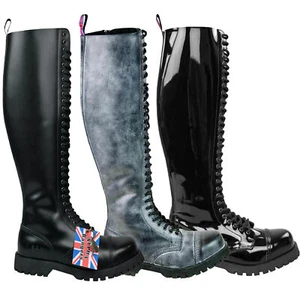 Botas de salto de cuero góticas Alpha Rangers 30 hoyos Boot Ranger Festival Army NUEVAS - Imagen 1 de 16