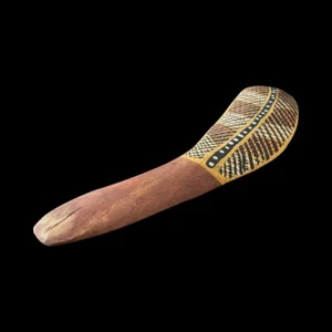Vintage Aboriginal Indigenous Hand Painted Curved Flattened Form Club - Bild 1 von 14