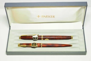 New Old Stock Parker 75 Schildpatt/Holz F/P & B/P Set 18kt MED Goldfeder & Box - Bild 1 von 8