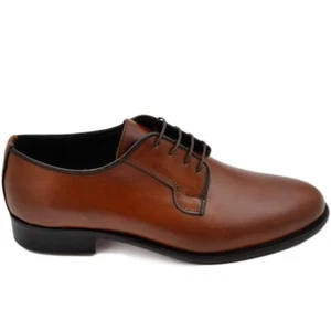 Scarpe uomo stringate vera pelle cuoio spazzolata a mano fondo classico vero cuo - Foto 1 di 3