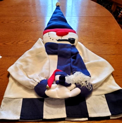 Christmas SNOWMAN Chair Cover Blue & White Washable 20 X 29 FREE SHIPPING - Image 1 of 3