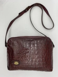 Aigner Zip Top Purse Handbag Embossed Leather Shoulder Bag Nice condition - Picture 1 of 9