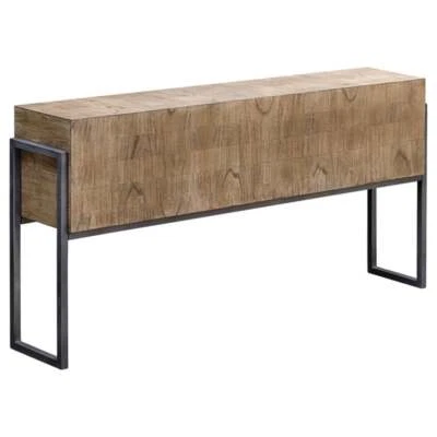 Uttermost Nevis Contemporary Wood and Metal Console Table in Oatmeal and Gray - Image 1 of 4