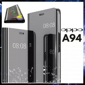 Cover Flip For OPPO A94 Case Book Black A Mirror Clear View 360° A 94 - Picture 1 of 12