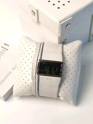 Watch DIESEL DZ-7054 WHITE Leather Cuff Digital Watch Genuine DZ7054 !working - Image 1 of 4