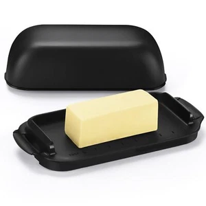 Butter Dish with Lid, Butter Container Holds for Countertop, Unbreakable (Black) - Picture 1 of 6