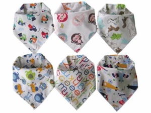 Baby Bandana Dribble Bibs (Boy 6 Pack) Blue.animals truck animals digger drool   - Picture 1 of 1