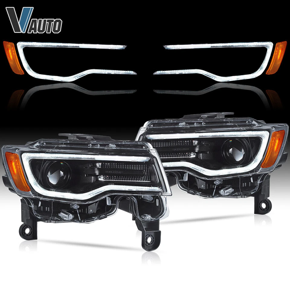Faros proyectores LED secuenciales negros carcasa para Jeep Grand Cherokee 17-22 Foto 1 de 4