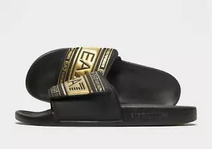 Emporio Armani EA7 Multi Logo Slides ® ( UK Size: 6 EUR 40 ) Black / Gold - Picture 1 of 7