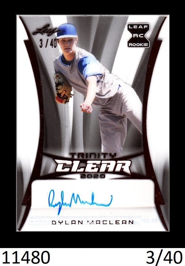 1-2020 LEAF TRINITY CLEAR BRONZE PARALLEL AUTO DYLAN MacLEAN RANGERS 3/40 - Image 1 of 1