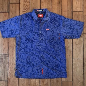 Vtg Men's ECKO Unltd Hip Hop Button Up Graffiti Print Shirt M - Picture 1 of 12
