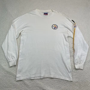 Vintage Champion NFL Pittsburgh Steelers White Long Sleeve Shirt Mens Medium - Picture 1 of 9