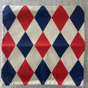 Red White Blue Diamond Toss throw pillow Cover  Linen NEW - Picture 1 of 6