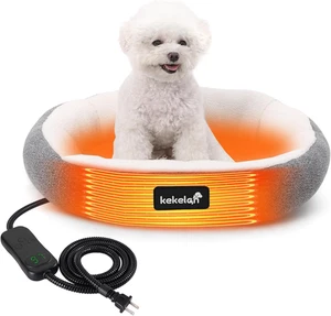 Indoor Heated Cat Bed Electric Warming Pad Timer Temp Control Washable Soft Cozy - Picture 1 of 12