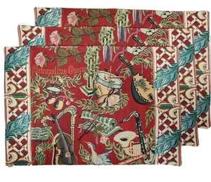 3 Renaissance Woven Art Table Placemats Red Dayton Marshall Fields Tapestry Set - Picture 1 of 5