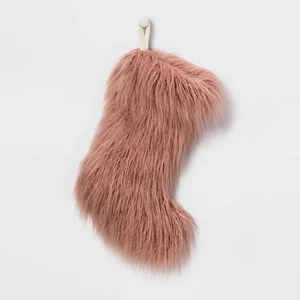 Tibetan Faux Fur Christmas Stocking Blush Pink Holiday - Wondershop - Picture 1 of 1