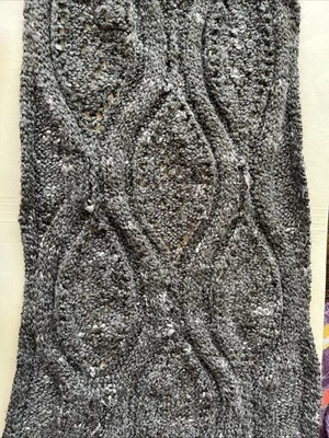 "Bufanda Coldwater Creek tejida con cable irlandés 72"" gris gris lana mezcla acrílica INVIERNO" Foto 1 de 4