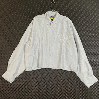 Camisa Oleg Cassini 100 % gris seda plata abotonada manga larga para hombre talla XL Foto 1 de 4