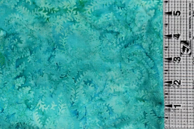 Blue Green fern BATIK cotton quilt fabric  FQ - Image 1 of 2