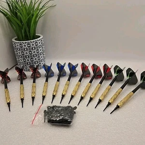 Set of 12 Soft Tip Darts Set 4 Colors, Plastic Tipped Darts w/ Replacement Tips - Picture 1 of 15