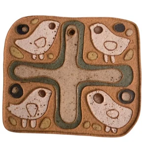 Ceramic Wall Art Chicks Chickens and a Cross From St Andrew's Abby Made By Monks - Picture 1 of 4