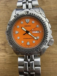 Vintage Seiko 7N36-6A49 Scuba Diver - Edelstahl - orangefarbenes Zifferblatt Uhr - Bild 1 von 7