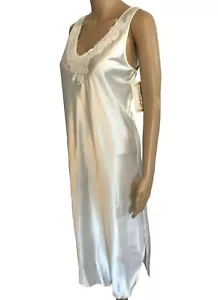 vtg Dentelle Ivory Satin Chiffon Lace Pearl Bridal Lingerie Nightgown Size S - Picture 1 of 6