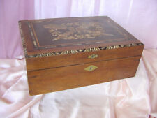 ANTIQUE LG. WOOD w/ INLAID MOTHER A PEARL SHELL LAP DESK VINTAGE CHEST FIXER