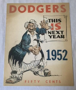 BROOKLYN DODGERS YEARBOOK-1952-MULLIN "BUM" COVER Print REESE 11” x 14” - Picture 1 of 9