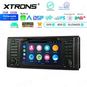 7" Android 14 Car Play Stereo DVD Radio 2+32G GPS Sat Navi 8-Core For BMW E39 M5 - Picture 1 of 16