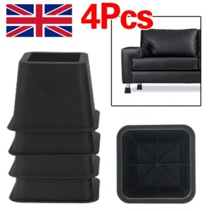4Pcs 3-Inch Heavy Duty Bed Chair Risers Feet Leg Lift Furniture Raisers Stand UK - Picture 1 of 11