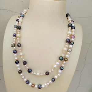 Collar de Perlas Iridiscente 2 Filas Natural Mar del Sur Blanco Multicolor Oro 14k P - Imagen 1 de 11
