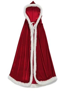 Christmas Santa Claus Costume Hooded Cape Gift Men Women Xmas Cappa Cloak - Picture 1 of 4