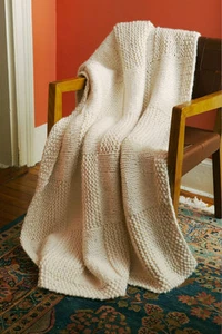 KNITTING PATTERN - EASY KNIT SEED STITCH/BASKETWEAVE AFGHAN/BLANKET 42" x 47" - Picture 1 of 1
