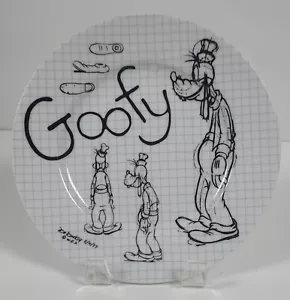 Disney Sketch Book Goofy Salad Plate ~ 8” Black and White - Picture 1 of 7