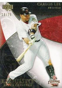 2007 Exquisite Collection Rookie Signatures Gold Card #56 Carlos Lee /75