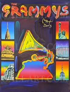 PETER MAX "GRAMMY DAY" 2003 | HUGE ORIGINAL PAINTING 60X45" | REMARQUED POP ART - Picture 1 of 5