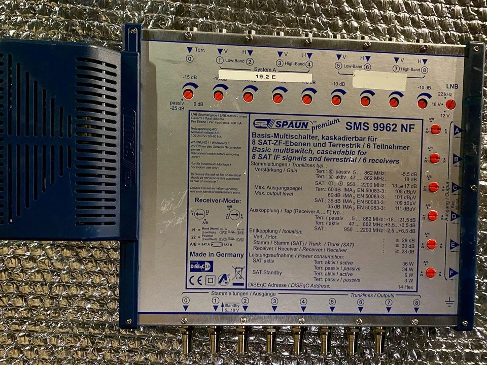 SAT TV Satellite multiswitch Spaun SMS 9962 NF diseq - Immagine 1 di 1