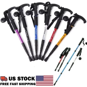 2 Pcs Trekking Poles Hiking Walking Sticks Anti-shock Adjustable Alpenstock US - Picture 1 of 27
