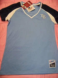 Majestic Women's Tampa Bay Rays V-Neck Shirt NWT Medium - Picture 1 of 3