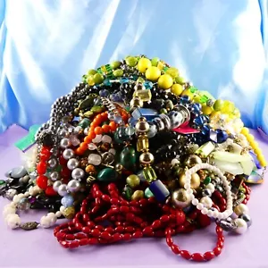 Costume CRAFT Jewelry Lot LUCITE Beads 9 LB Multi-Color Necklaces & Bracelet #87 - Picture 1 of 10