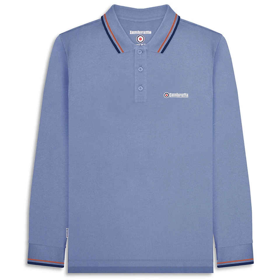 Lambretta Twin Tipped Hombre Moda Regular Top Manga Larga Polo SS3224 Nuevo - Imagen 1 de 1