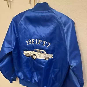 VTG '57 Ford Thunderbird Jacket S (18-20) Porthole Embroidered Automotive USA - Picture 1 of 16