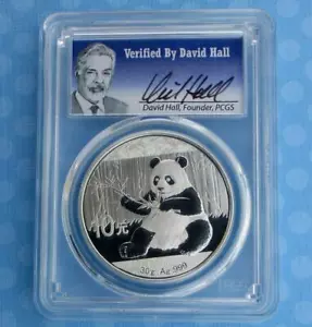 2017 PCGS MS 70 China Panda Silver 10 Yuan, 30g Silver, David Hall Autographed - Picture 1 of 8