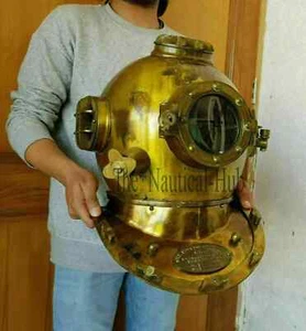 18" Diving Divers Helmet U.S Navy Mark V Deep Sea Antique Scuba Vintage Gift - Picture 1 of 4